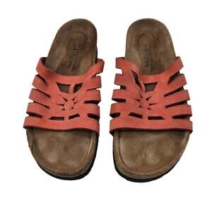 Naot Sandals Womens Size 9 Orange Leather Cork Slide Comfort Shoes Casual 40